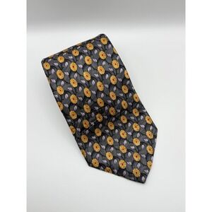 Robert Talbott Necktie 4" Silk Floral Grey Yellow Best of Class Nordstrom Tie